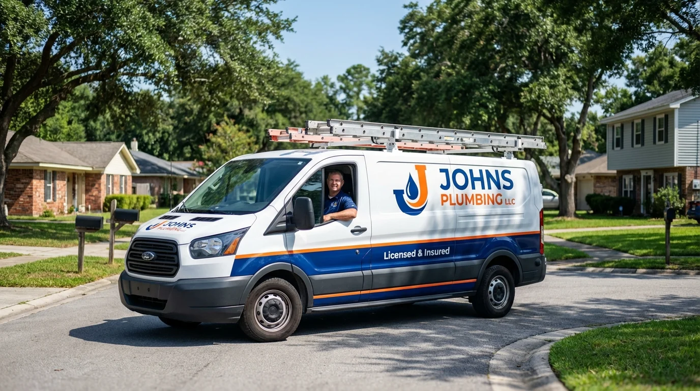 Johns Plumbing LLC service van in Warrenton, OR